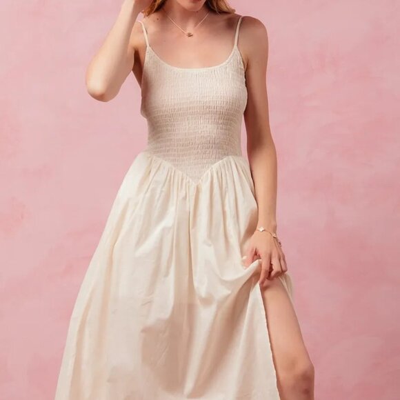 SO ME Smocked Sleeveless Casual Everyday Dress With‎ Slit - Picture 4 of 10